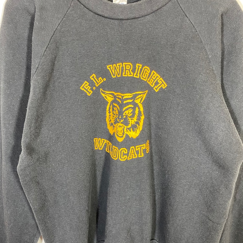 Wright Wildcats Sweatshirt Wildcats Crewneck Wildcats Pullover Wildcats Sweater Printed Logo Black Colour Women\u2019s XL Vintage 90s F.L