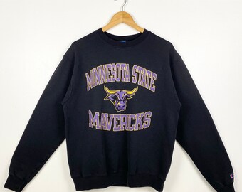 Vintage NCAA Minnesota State University ‘Mavericks’ Crewneck Sweatshirt Print Logo Black Color Men’s M