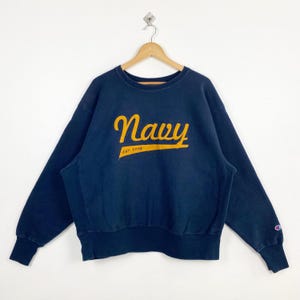 Vintage United State ‘Navy’ Crewneck Sweatshirt Embroidery Logo Blue Color Men’s XL