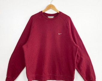 Vintage Nike Crewneck-tröja - Broderad logotyp - Röd färg - Herr till XL