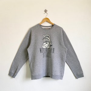 Vintage Michigan State University Spartans Crewneck Sweatshirt Print Logo Grey Color Men’s XL