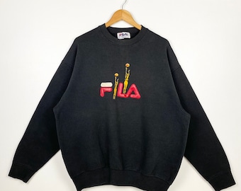 90s Fila Crewneck Sweatshirt Embroidery Logo Black Color Men’s XL