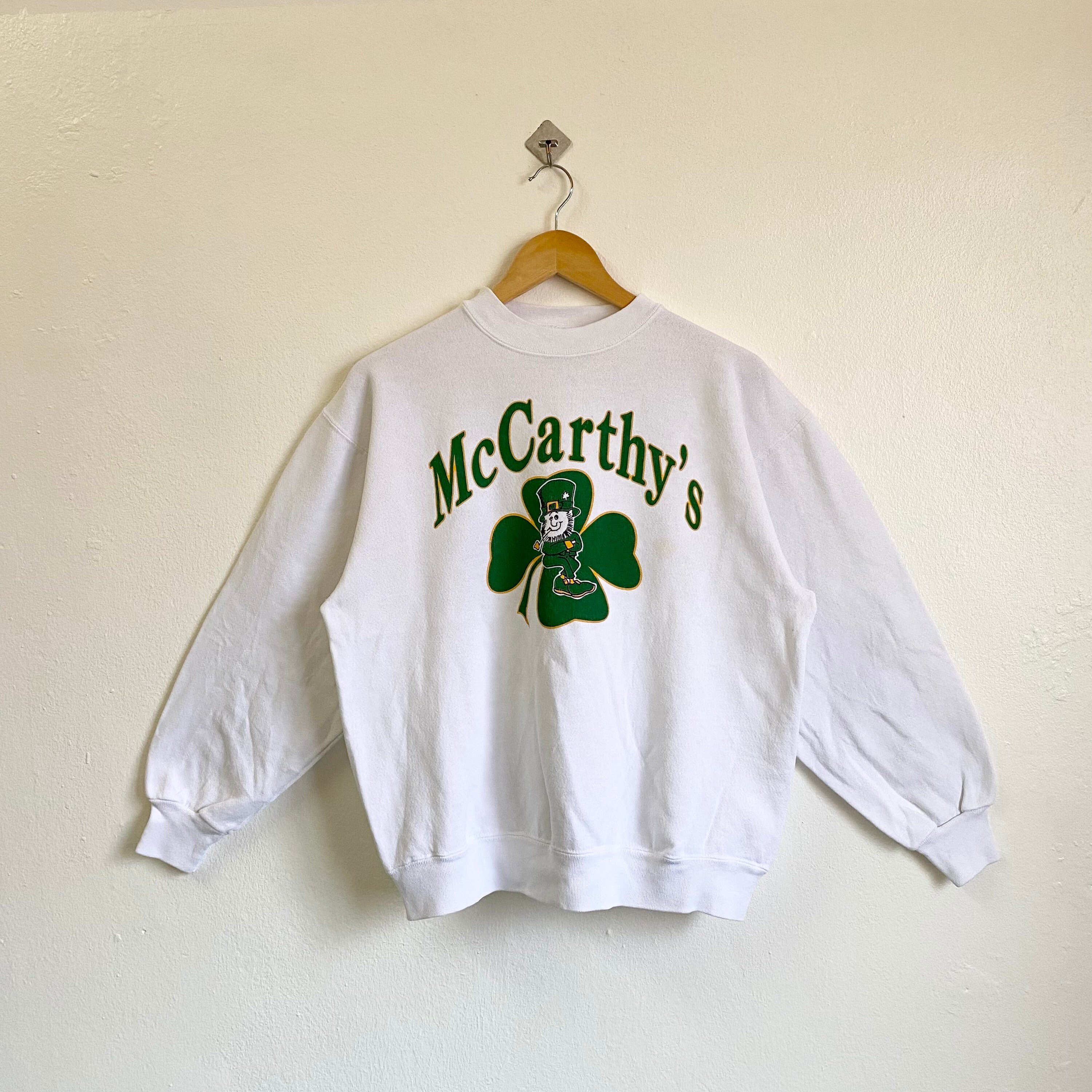 90er Jahre McCarthy’s Crewneck Sweatshirt Print Logo Weiße Farbe Herren L