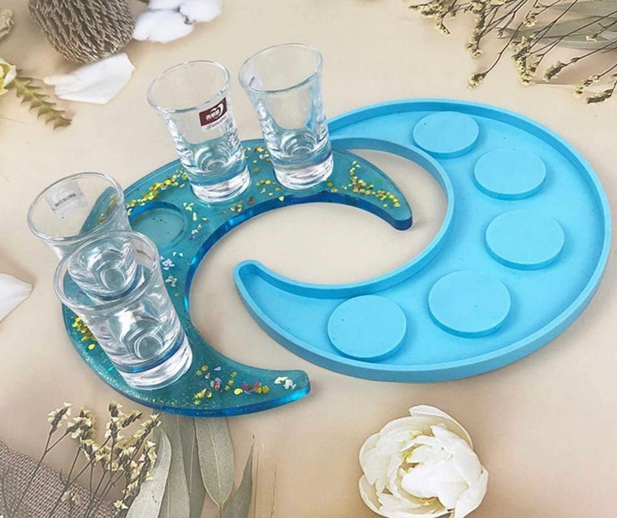 Resin Shot Glass Molds Silicone Shot Glass Serving Tray Mould For Resin Shot  Glasses Rectangle Tray Resin Mold For Party Home - AliExpress