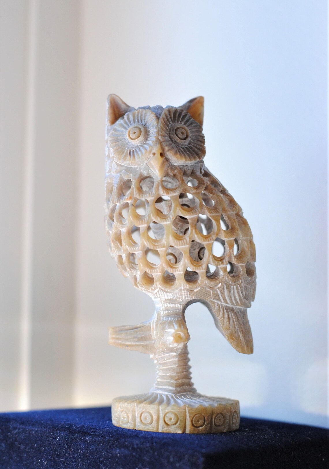 Soapstone Owl Décor Great Horned Owl Owlet Stone Figurine Soapstone Owlet Inside One Piece Stone