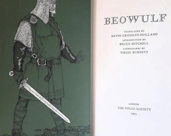 Beowulf, Folio Society 1973, 1st Edition, Vintage Hardback Book, Illustrated Epic Poem, Heroic Legend