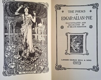 Poems of Edgar Allan Poe, hardback vintage poetry book, Bell 1970, Heath Robinson illustrations