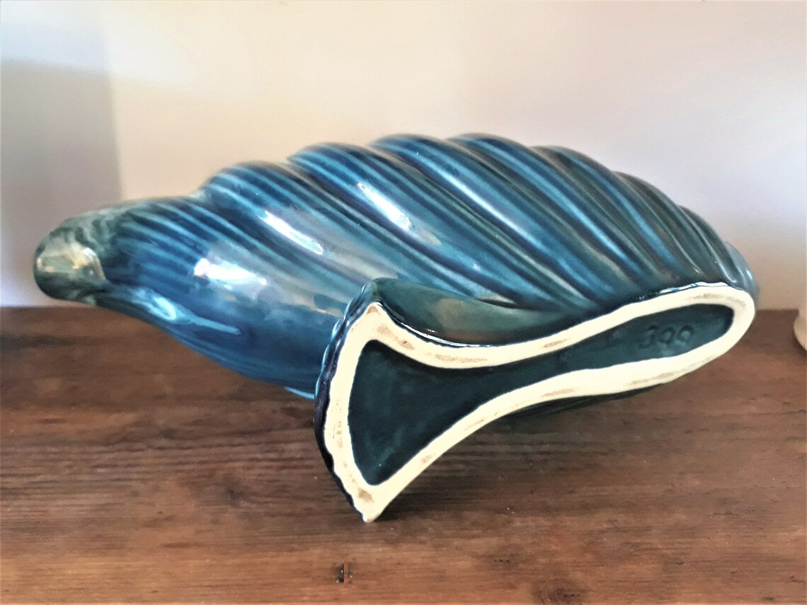 Sylvac shell vase blue art deco vase vintage ceramic shell Etsy