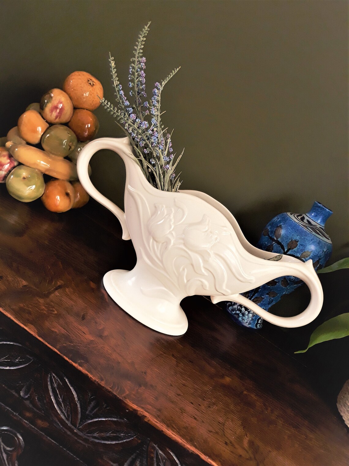 Large Spode Velamour mantle vase vintage art deco vase white Etsy