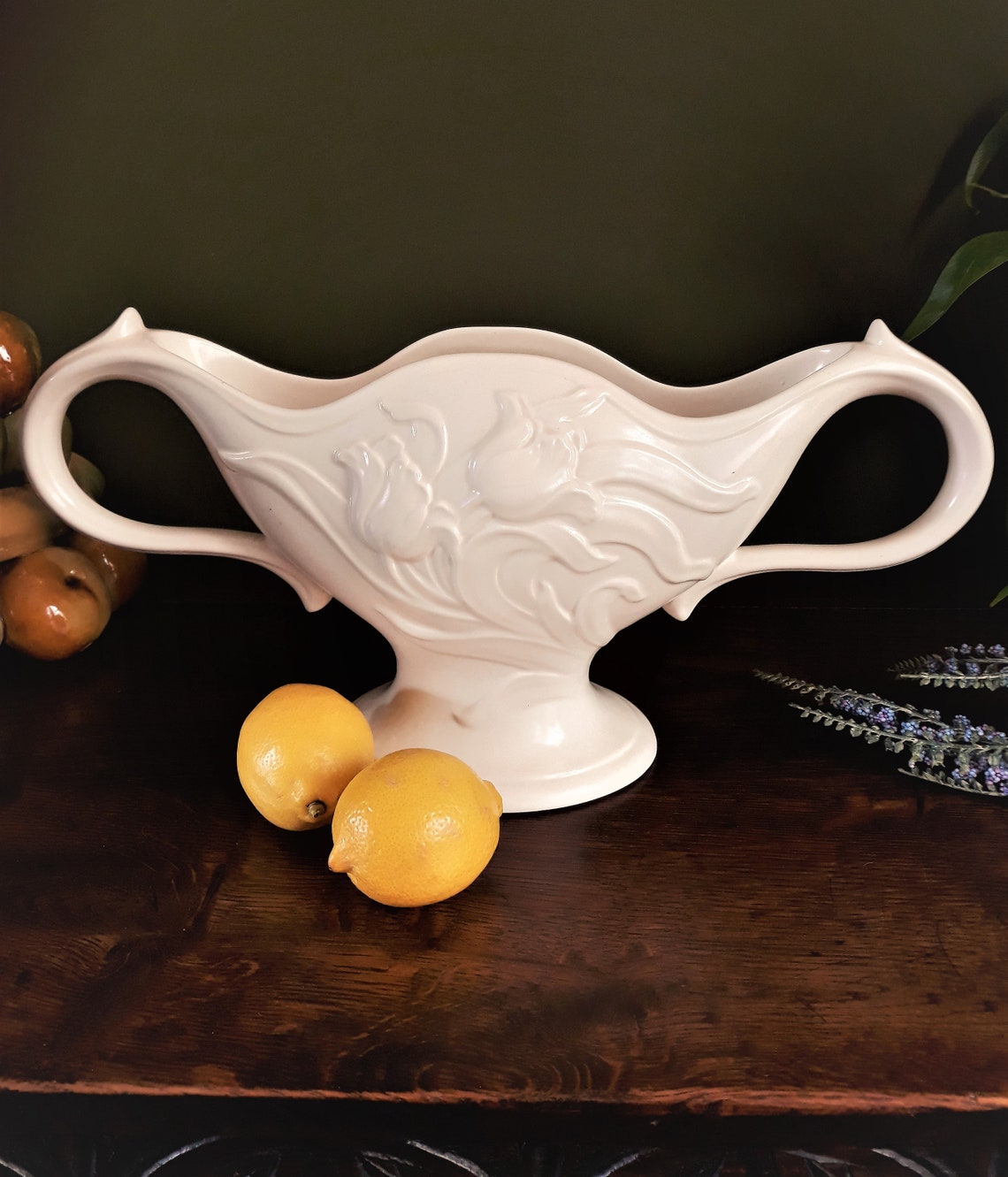 Large Spode Velamour mantle vase vintage art deco vase white Etsy