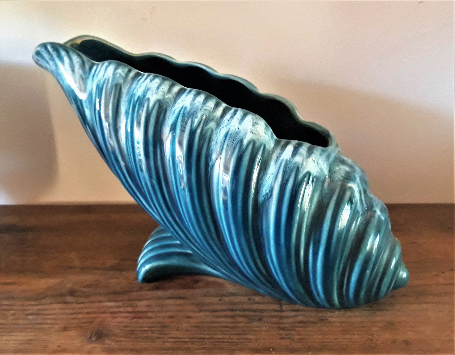 Sylvac shell vase blue art deco vase vintage ceramic shell Etsy