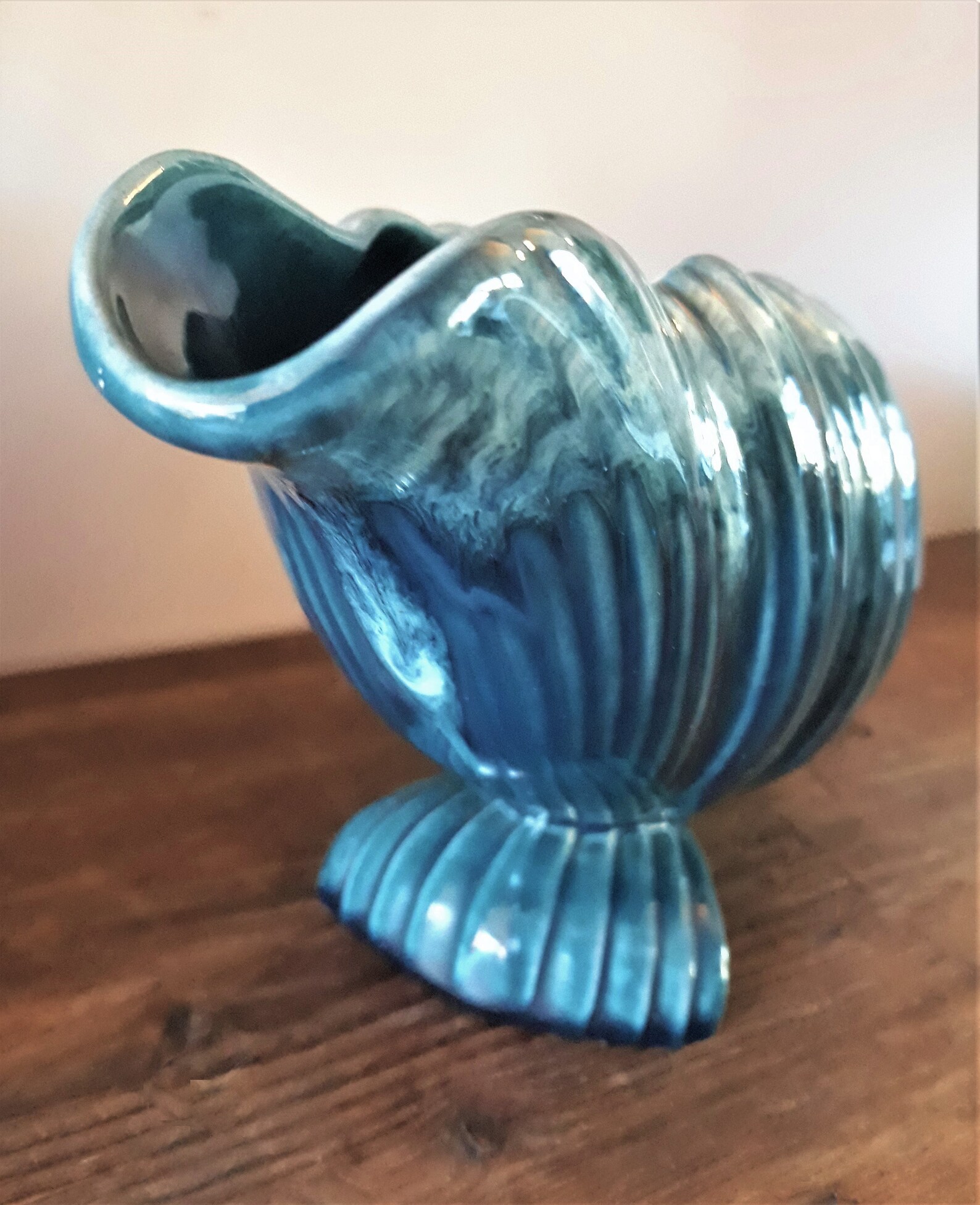 Sylvac Shell Mantle Vase Art Deco Vase Dripware Blue Etsy