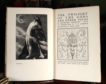 Twilight of the Gods book, Richard Garnett, Bodley Head 1924, first edition, vintage hardback, illustrated, fantasy short stories