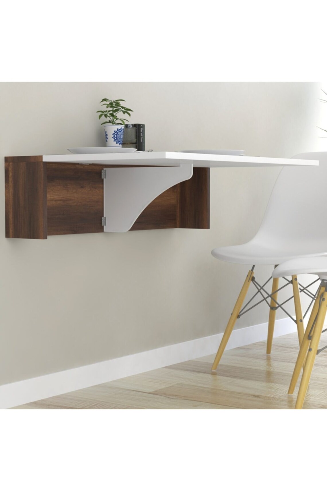 Wall Mounted Natural Wood Table Folding Table With Shelves Etsy