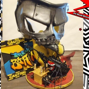 Persona 5 Skull (Ryuji Sakamoto) Cosplay Mask with Display Stand