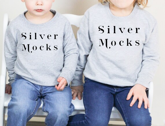 Kid Crewneck Model Mockup, Sibling Sweatshirt Mockup, Rabbit Skin 3317 Heather, Grey Sweatshirt Mockup, Kids Mockup, Sibling Mockup