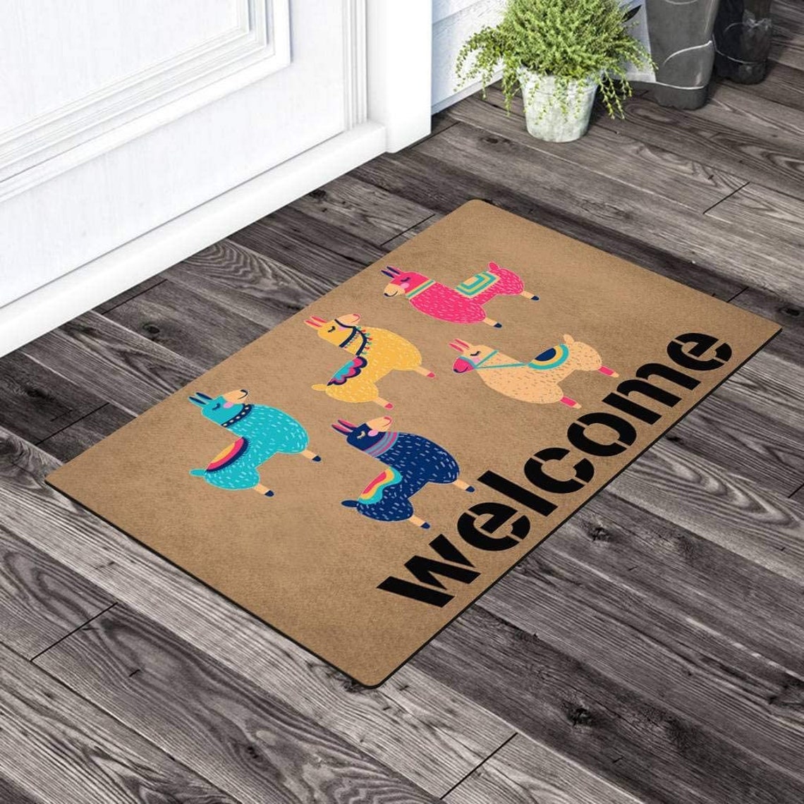 Llama Door Rugs Llama Lover Cute Lovely Llama Doormat Etsy