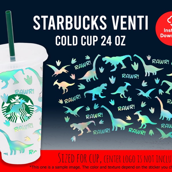 Dinosaurus volledige wrap, Venti Cold Cup SVG PNG EPS (digitale download)