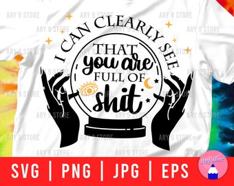 Crystal Ball Witch Svg | Funny Fortune Teller Design (Digital Download)