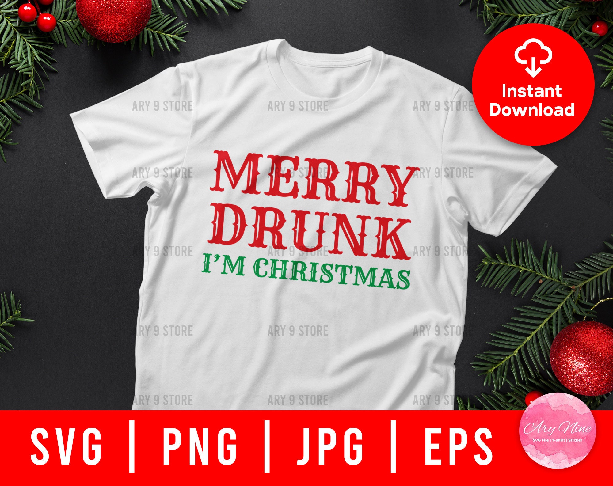 Merry Drunk I'm Christmas svg png for T-shirt Mug Sticker | Etsy