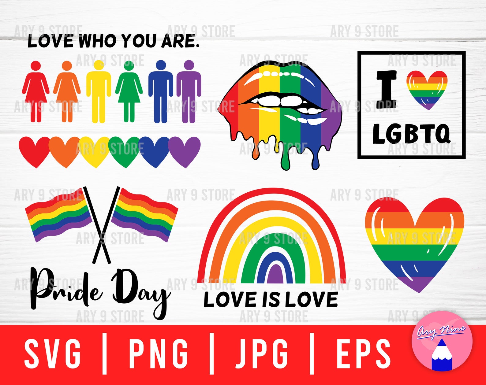 Pride LGBTQ Svg Bundle Rainbow Pride Svg Png Eps Jpg Files | Etsy