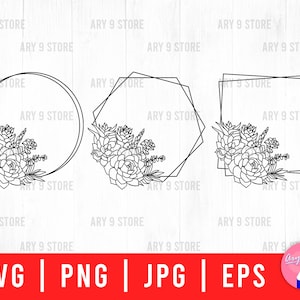 Succulent Frame Bundle Svg Png Eps Jpg Files | Succulent With Frame Svg Bundle | Plant Lady Files For DIY T-shirt, Sticker, Mug, Gifts