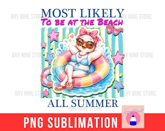 The Most Likely To Be At The Beach, Silly Teacher Goose Vacay Break, School’s Out Goose PNG, Teacher Student Vacation With Swiming Ring