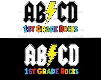 ABCD 1st Grade Rocks, Back To School Gift, Teacher Chaos Classroom Png Sublimation Design Digital Download For T-Shirt Sticker Tumbler