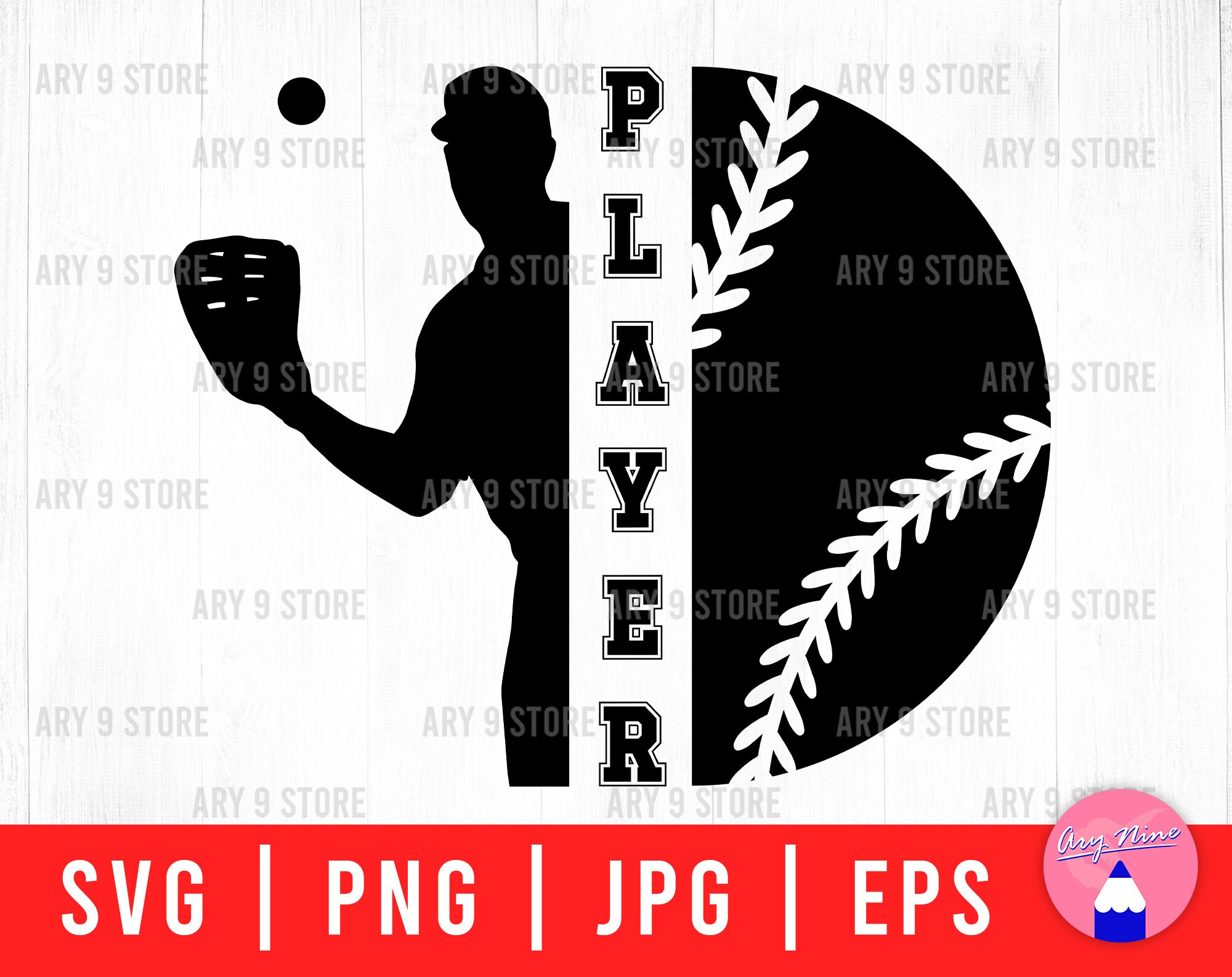 Baseball Player Name Svg Png Eps Jpg Files Baseball Custom Etsy