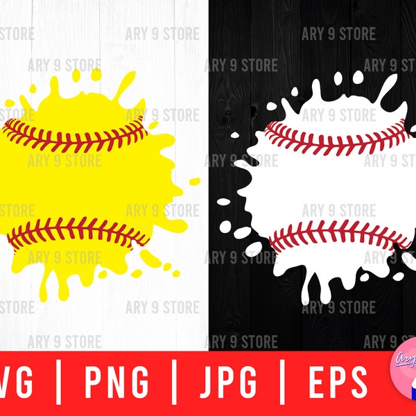 Splatter Baseball And Softball Svg Png Eps Jpg Files | Baseball And Softball Svg Files For DIY T-shirt, Sticker, Mug, Gifts, Tumbler