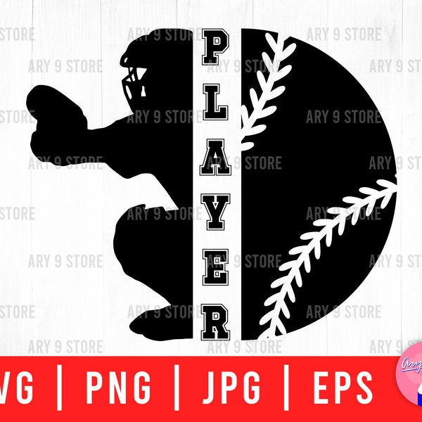 Baseball Catcher Spieler Name Frame Svg Png Eps Jpg Dateien (KOMMT NICHT mit Schriftart) | Baseball Name Template Dateien für DIY T-Shirt, Geschenke