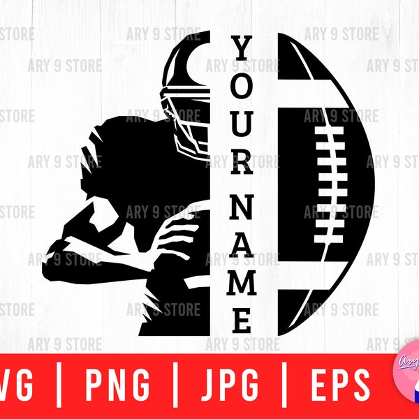 Football Name Half Svg Png Eps Jpg Files (DOES NOT Come With Font) | Football Name Frame Svg Files For DIY T-shirt, Sticker, Gifts