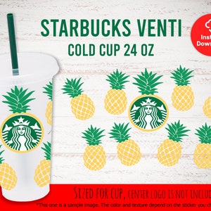 Full Wrap Pineapple, Summer Fruit, Summer Vacation, Summer Vibes, Happy Holiday Wrap For 24oz Venti Cold Cup svg png eps Files
