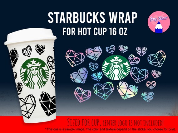 Digital Full Wrap Doodle Hearts Starbucks Hot Cup 16oz svg png eps ...