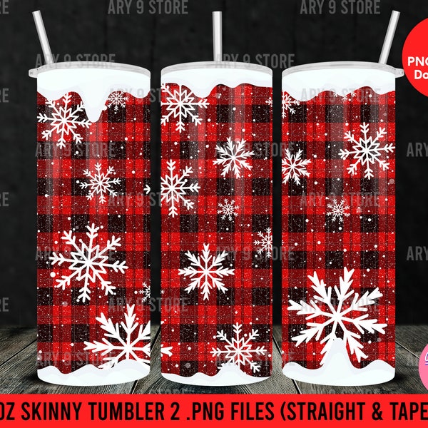 Winter Snowflake With Plaid 20oz Skinny Tumbler Sublimation Design (Straight&Tapered) PNG Files