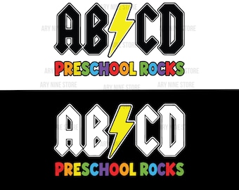 ABCD Preschool Rocks, First Day Of School Teacher Appreciation Gift, Back To School Png Sublimation Digital Download