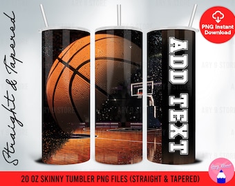 Add Your Own Name Text Basketball In Flames, Basketball Coach Gifts 20oz Skinny Tumbler Sublimation Design (Straight&Tapered) PNG Files