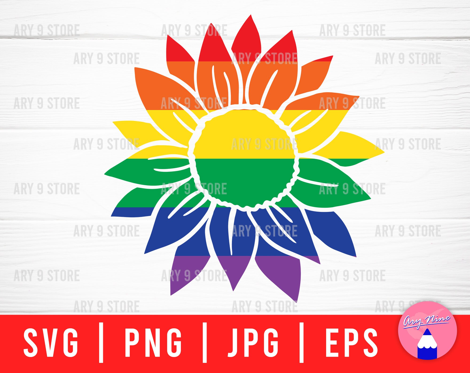 Rainbow Sunflower Svg Png Eps Jpg Files Lgbtq Pride Flower | Etsy