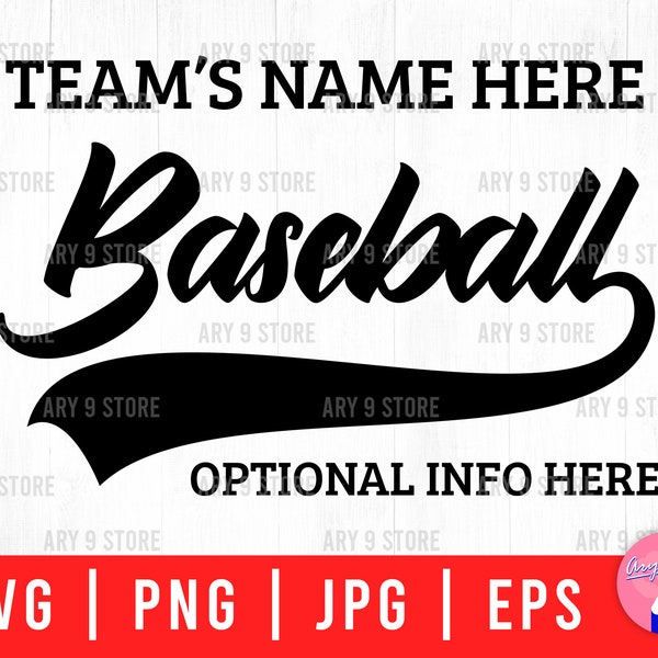 Baseball Template Name Svg Png Eps Jpg Files | Baseball Team Name Svg | Baseball Custom Frame Svg Files For DIY T-shirt, Sticker, Mug, Gifts