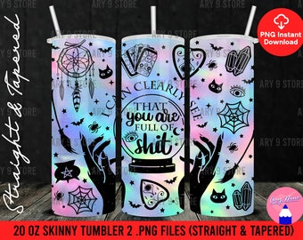 Crystal Ball Witch, Magic Ball, Witch&#39;s Spell Ball, Basic Witch 20oz Skinny Tumbler Sublimation Design Straight & Tapered PNG Files