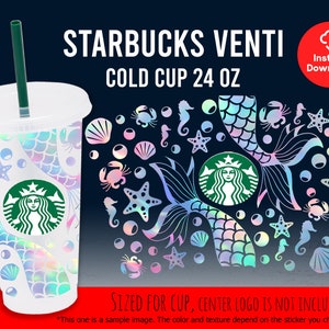 Full Wrap Mermaid Tail, Mermaid Vibes, Pretty Mermaid Princess, Mermaid Tumbler Wrap For 24 Oz Venti Cold Cup svg png eps Files