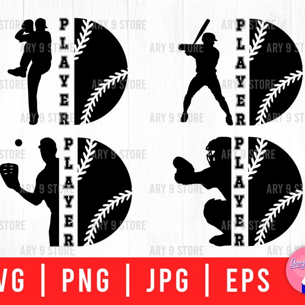 Baseball And Softball Name Frame Template Bundle Svg Png Eps Jpg Fichiers (NE VIENT PAS avec la police) | Nom du joueur de baseball Bundle Svg Fichiers