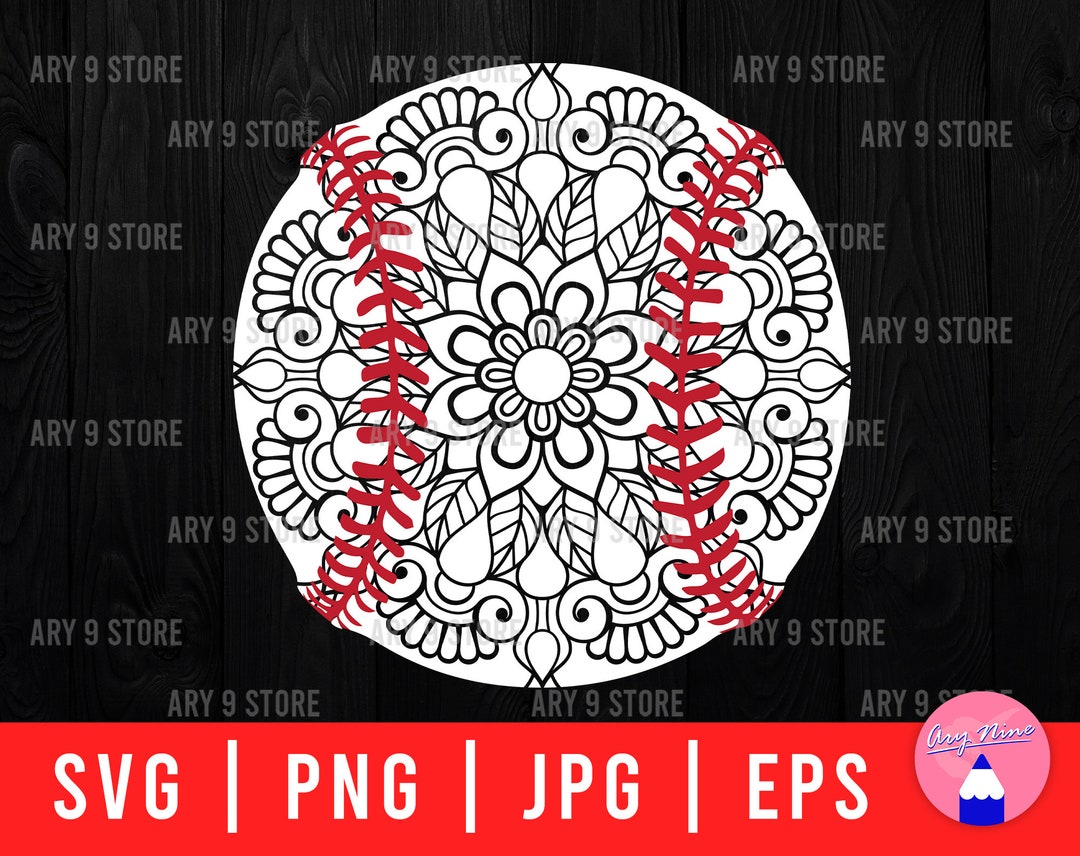 Baseball Mandala Svg Png Eps Jpg Files Mandala Baseball Svg Etsy
