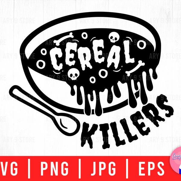 Cereal Killers With Skull Skeleton In Blood, Funny Halloween Serial Killer Matching Digital Files For DIY T-shirt, Sticker, Mug, Gifts