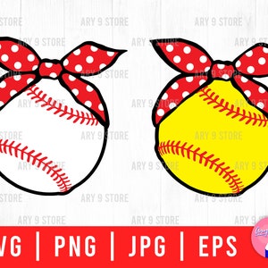 Baseball And Softball With Bandana Bundle Svg Png Eps Jpg Files | Bandana Baseball And Softball Svg Files For DIY T-shirt, Sticker, Gifts
