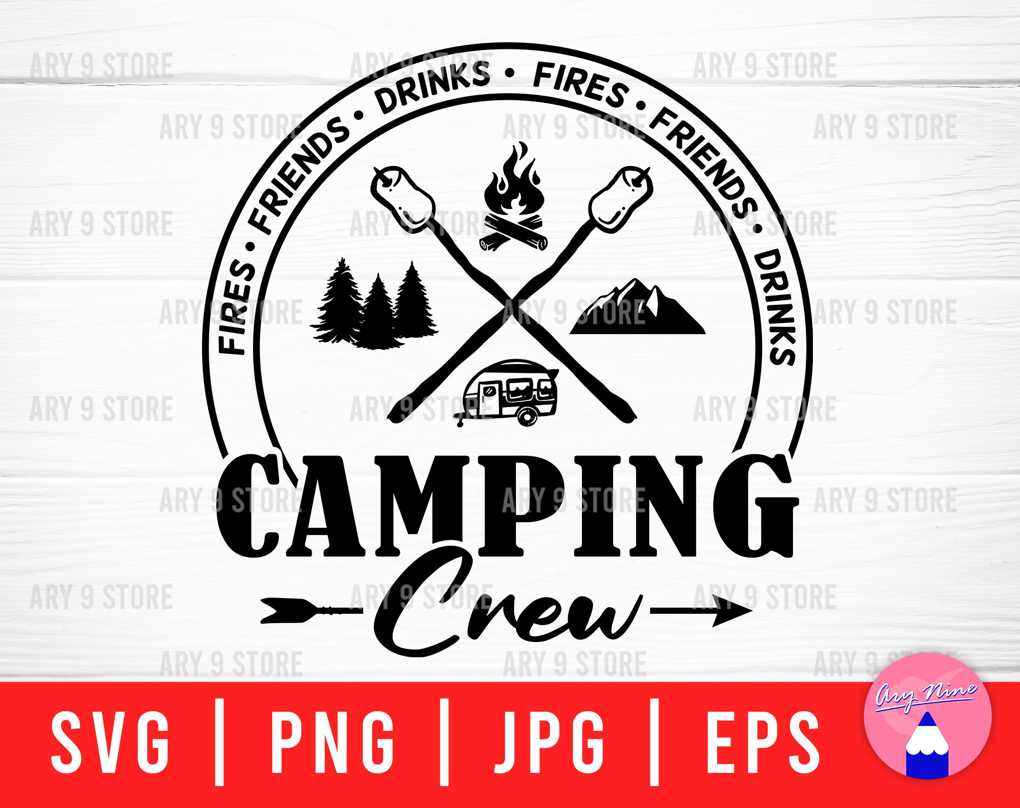 Camping Crew Svg Png Eps Jpg Files Happy Camper Svg Files Etsy