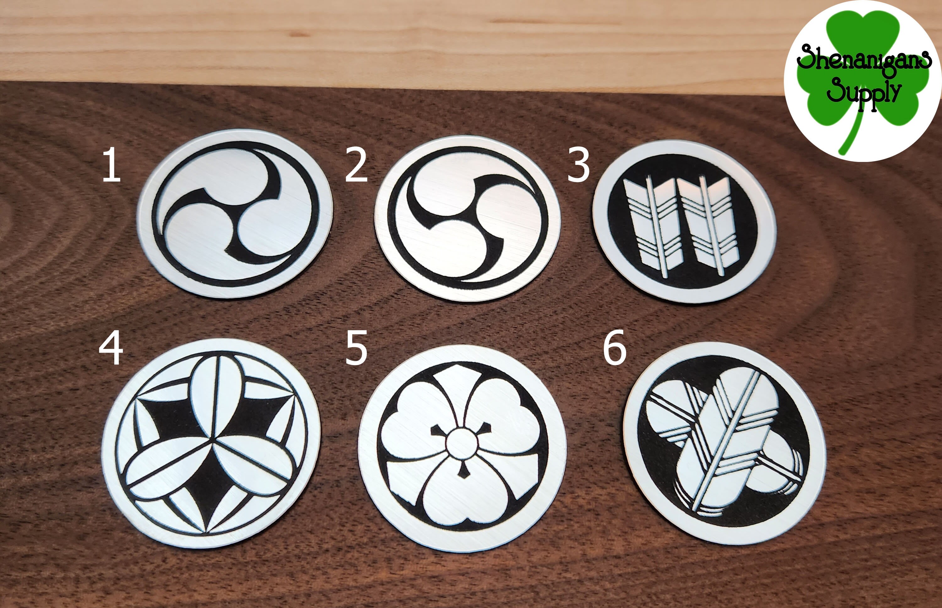 Kamon Stickers: Set of 6!-available in Gold or Silver-35mm Diameter ...