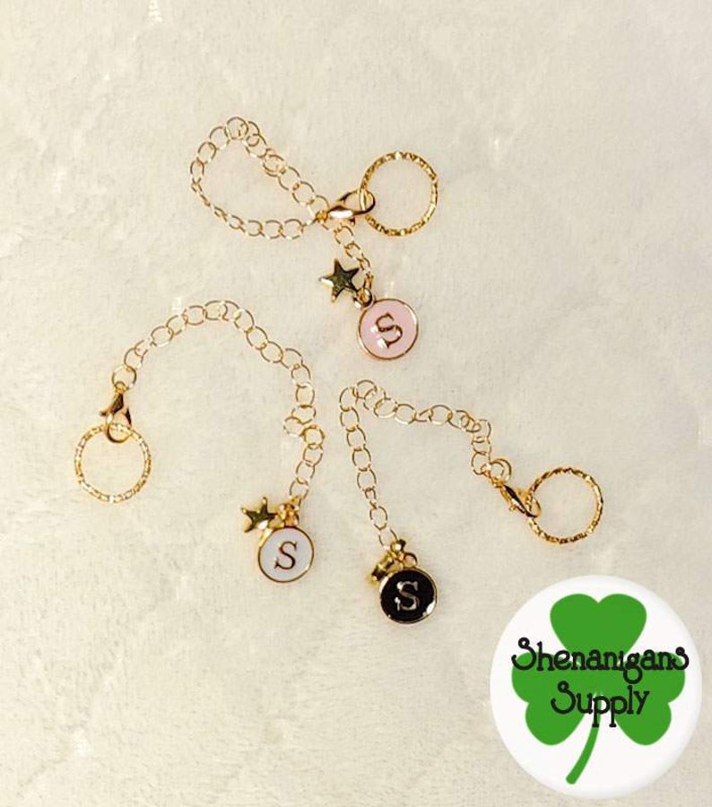 Cute Tumbler Initial Charm can be used on 40oz handled tumber or over straw on any size tumbler Charm avail in pink, black, and white image 4