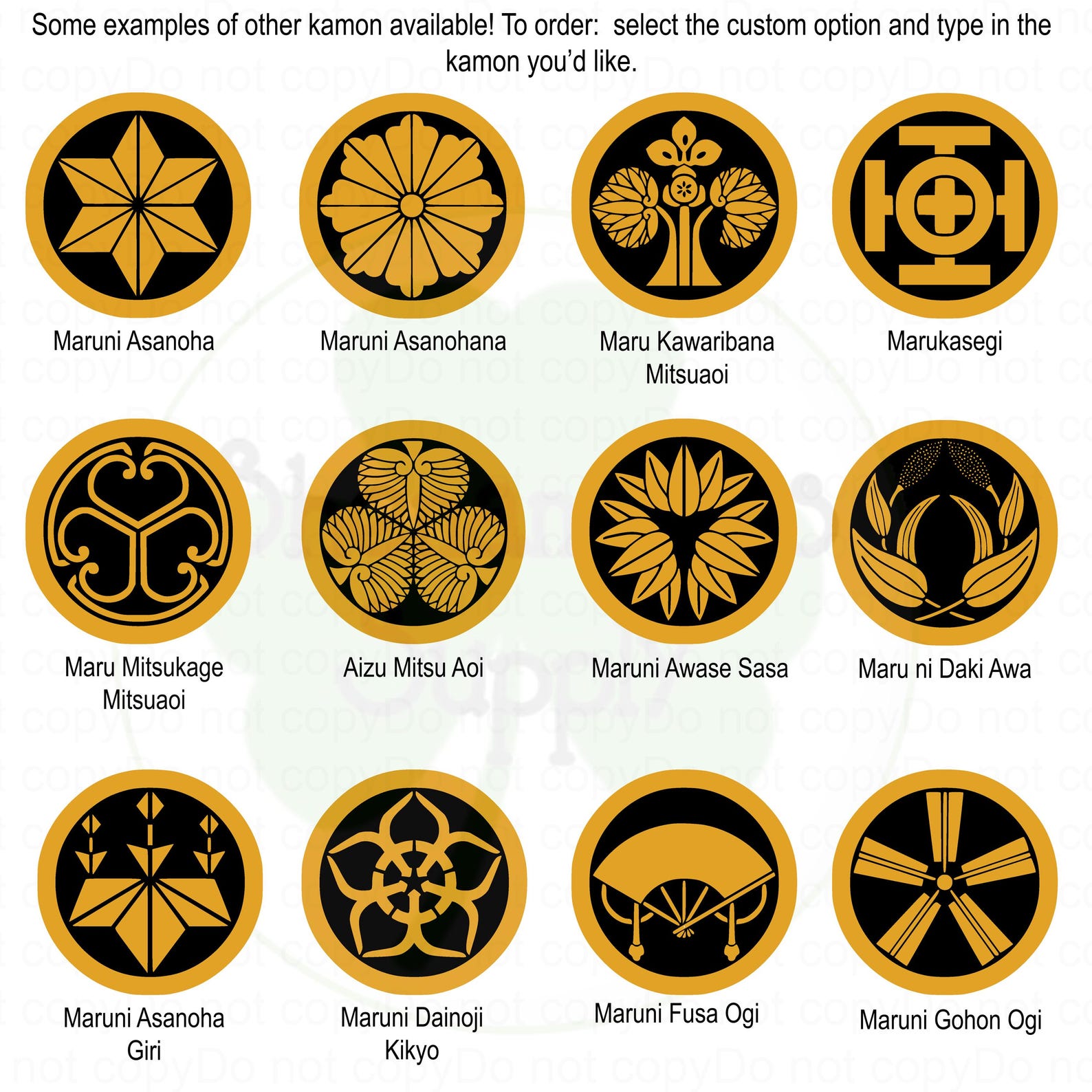 Kamon Stickers: Set of 6!-available in Gold or Silver-35mm Diameter ...