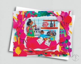 Christmas Greeting Card Print with Envelope – From Original Hand-Painted Watercolor Ink & Gouache
